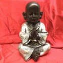 Buda niño negro y plateado en resina de 26cm
