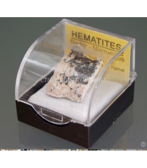 Hematites cristalizado de Nador Marruecos en urna de metacrilato