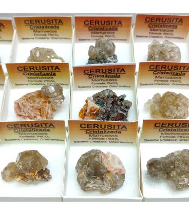 Cerusita cristal de Marruecos en cajita para colección