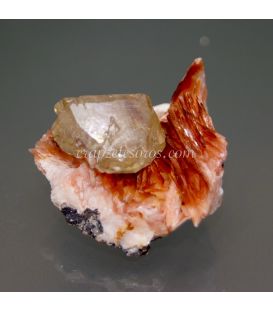 Cerusita cristal en paragénesis con Galena y Baritina de Marruecos