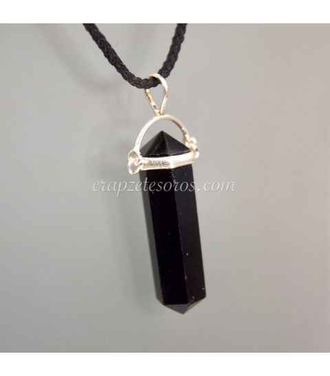Obsidiana Negra biterminada en colgante balancín en plata de ley