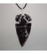 Obsidiana negra talla flecha en colgante de plata de ley