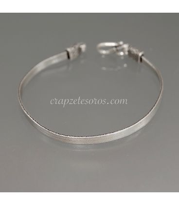 Pulsera plana maciza de plata de ley