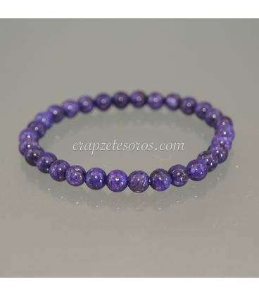 Charoitas esferas de 6 mm en pulsera elástica