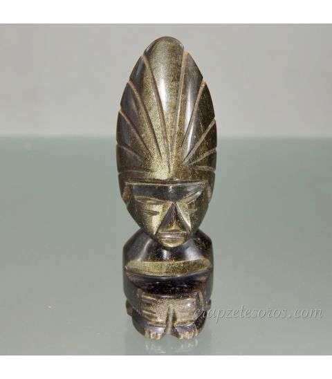 Figura Azteca de Obsidiana dorada de México