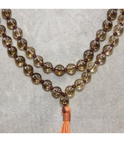 Mala o rosario oriental de cuarzo ahumado esferas de 6 mm