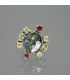 Anillo de plata de ley con granates, peridotos  y cristal dicroico