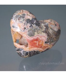 Corazón de Rodocrosita y calcedonia con geoda natural