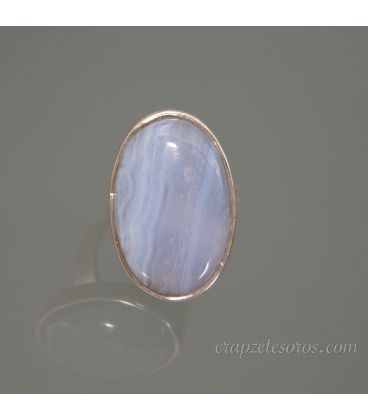 Bella Calcedonia azul natural de Brasil en anillo de plata de ley