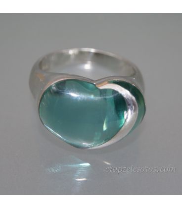 Anillo corazón de plata de ley con cristal tipo Murano