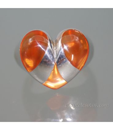 Anillo corazón de plata de ley con cristal tipo Murano