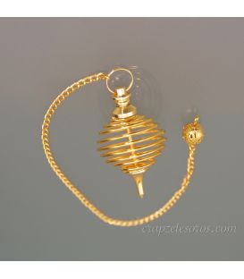 Péndulo de espiral esférica de metal dorado para Radiestesia