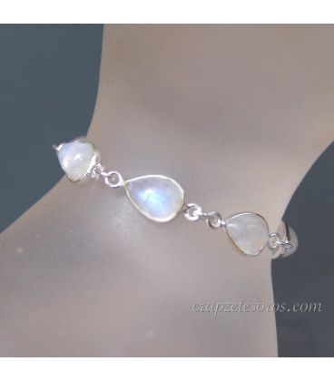 Piedras luna en pulsera de plata de ley