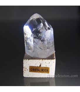 Punta de Cuarzo Cristal de roca en peana de travertino