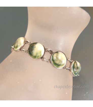 Nácar concha natural en pulsera exclusiva de plata de ley