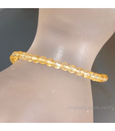 Citrino esferas de 4mm en pulsera elástica