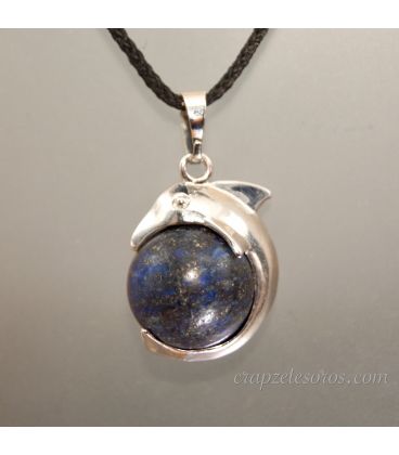 Delfin con Lapislazuli en colgante de metal