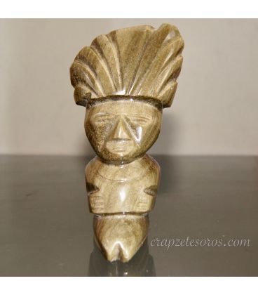 Totem Dios Azteca de Obsidiana dorada