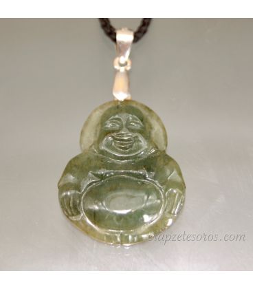 Buda hotei de Jade en colgante con plata de ley