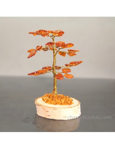 Árbol Bonsai de Ámbar en base de tronco natural