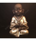 Buda niño negro y plateado meditando en resina de 26cm