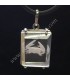 Cuarzo hialino grabado con el signo de zodíaco  Cáner en colgante de plata 